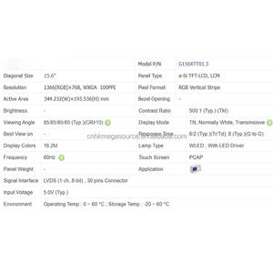 ใหม่ AUO 15.6นิ้ว1366*768โมดูลแสดงผล LCD หน้าจอ G156XTT01.3จอแสดงผล TFT-LCD ระดับ LVDS - Product Image 3