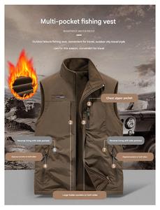Autumn and Winter Thickened <strong>Velvet</strong> <strong>Men's</strong> Outdoor Sports Vest Quick-drying Multi-pocket Reversible Warm <strong>Waistcoat</strong> - Product Image 3