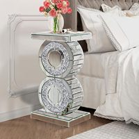 Table d'extrémité miroir Table basse en diamant écrasé pour salon Table d'appoint pour petits espaces pour chambre bureau couloir entrée