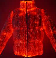 RICHSHINING 2024 Veste en fibre optique LED lumineuse, manteau matelassé tendance pour homme et femme, lavable, pour les fêtes d'hiver en extérieur