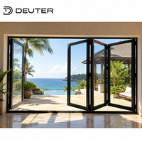 Puertas Plegables de Aluminio para Villa Costera, Puertas de Vidrio con Rotura de Puente Térmico, Bajo Consumo, Impermeables, para Interiores y Exteriores, Puerta Plegable Tipo Acordeón para Balcón y Patio