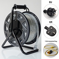 Bande lumineuse LED portable pour chantier, éclairage de chantier, AC 230V, rouleau de 25 m sur tambour mobile, étanche IP65, 1100 lm/m, super lumineuse