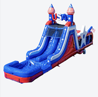 Structure gonflable de 30 pieds pour parcours d'obstacles aux États-Unis, idéale pour les fêtes du 4 juillet et les événements de divertissement en plein air