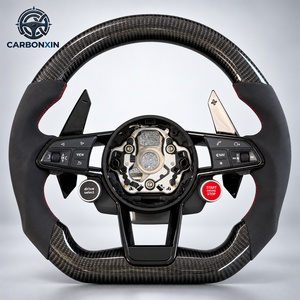 Volant en cuir et fibre de carbone personnalisé pour Audi A3 A4 A5 A6 A7 A8 Q3 Q5 Q7 Q8 TT R8 RS3 RS4 RS5 RS6 S3 S4 S5 S6 S7 - Product Image 1