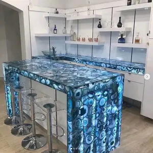 Architectural Interior Design luxury blue Agate Wall Panel Backlit large agate slab for Tv background wall/ countertop