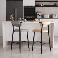 Tabouret de bar commercial moderne en cuir avec dossier et structure en acier pour restaurants et comptoirs de bars d'hôtels