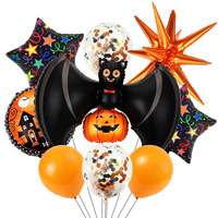 Ensemble de ballons en aluminium Halloween : Citrouille, Fantôme, Crâne, Alien de dessin animé – Décoration de fête et de festival des démons