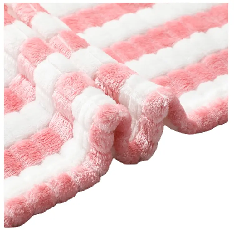 Groothandel Solid Fleece Roze Kleur Best Selling Gebreide Jacquard Flanel Fleece Stof Voor Thuis Textiel