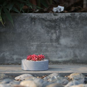 <span class=keywords><strong>Pot</strong></span> <span class=keywords><strong>de</strong></span> table en ciment mini rond, style industriel, texture originale, solide, épaissi, avec tapis antidérapant, respirant et respectueux des racines - Product Image 4