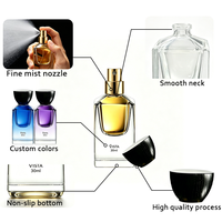 Flacon de parfum en verre transparent de luxe VISTA, forme carrée, pulvérisateur de haute qualité, bouchon à vis, volume de 30 ml, impression sérigraphique, modèle T41