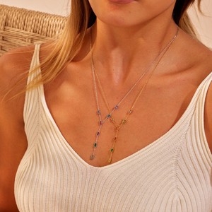 CAIOOCHE Collane a Y in Acciaio Inossidabile Colorate, Collane Stratificate di Lusso Placcate Oro con Zirconi per Creazione di Gioielli - Product Image 4