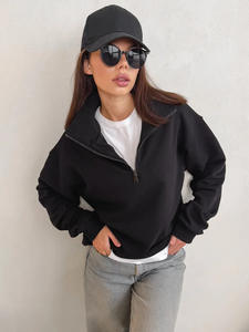 Última nueva moda mujer Zip Up sudadera Mock Neck sudadera - Product Image 5