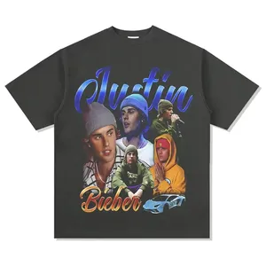 New design Justin Bieber print short sleeve star digital print commemorative T-shirt unisex