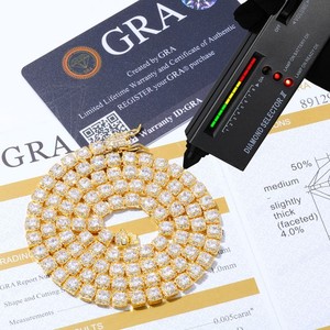 Hip Hop Bling Moissanite Tennis <b>Chain</b> 925 Sterling Silver Custom <b>Iced</b> <b>Out</b> Necklace Diamond Tester Approved - Product Image 2