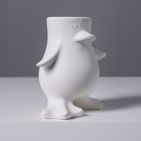 Vase en céramique créatif en forme de pingouin, style crème, fait main, antique, petit, pour décoration de salon ou de bureau, vase hydroponique