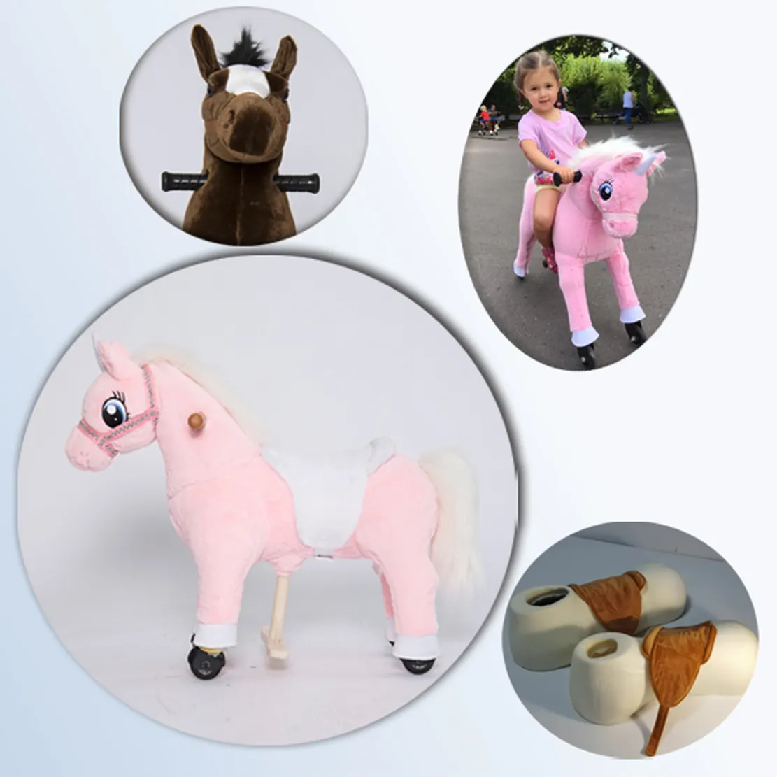 Bâton de cheval en peluche avec roues pour les enfants, les jouets d'animaux peuvent marcher comme un vrai cheval