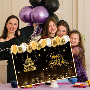 ของตกแต่งงานปาร์ตี้การ์ดกระดาษเรียบง่ายสีดำสุขสันต์วันเกิด - Product Image 4