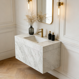 <span class=keywords><strong>Mobile</strong></span> <span class=keywords><strong>Bagno</strong></span> Freestanding Personalizzato in Marmo Bianco di Carrara per Progetti di Design d'Interni per Hotel - Product Image 2