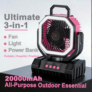 พัดลมพกพาค<span class=keywords><strong>ว</strong></span>ามจุสูง 20000mAh แบบชาร์จไฟได้ พร้อมไฟ LED และพาว<span class=keywords><strong>เวอร์</strong></span><span class=keywords><strong>แบงค์</strong></span> อุปกรณ์แคมป์ปิ้งอเนกประสงค์ ขายส่ง - Product Image 6