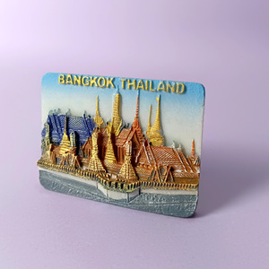 Aimant de réfrigérateur <span class=keywords><strong>Bouddha</strong></span> thaïlandais en résine dorée 3D, aimant de réfrigérateur, souvenir de Thaïlande, décoration de la maison et de la cuisine, cadeau - Product Image 1