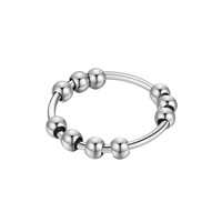 Anillo Giratorio de Acero Inoxidable con Cuentas para Aliviar el Estrés, en Acabado Dorado, Plateado y Arcoíris, para Aliviar la Ansiedad o como Joyería de Mindfulness