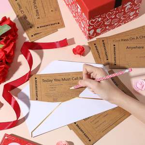Vales románticos de escritura a mano, tarjeta de felicitación, papel Kraft, cupones de amor <span class=keywords><strong>para</strong></span> pareja, cumpleaños, aniversario del Día de San Valentín - Product Image 5