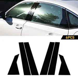 Honda Civic için 6 adet 2022-20232024 kapı ayağı kapak dekor parlak siyah araba pencere Pillar kapak aksesuarları merkezi Pillar Sticker