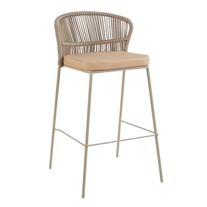 Chaise de bistrot moderne pour jardin, mobilier d'<span class=keywords><strong>extérieur</strong></span>, <span class=keywords><strong>tabourets</strong></span> de <span class=keywords><strong>bar</strong></span> en corde <span class=keywords><strong>avec</strong></span> dossier pour patio - Product Image 4