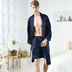 Conjunto de <span class=keywords><strong>Bata</strong></span> de seda para <span class=keywords><strong>hombre</strong></span>, satén, rojo, venta al por mayor - Product Image 4