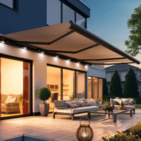 Système d'auvent rétractable motorisé à commande électrique pour balcon de villa, pare-soleil autoportant, résistant à la pluie