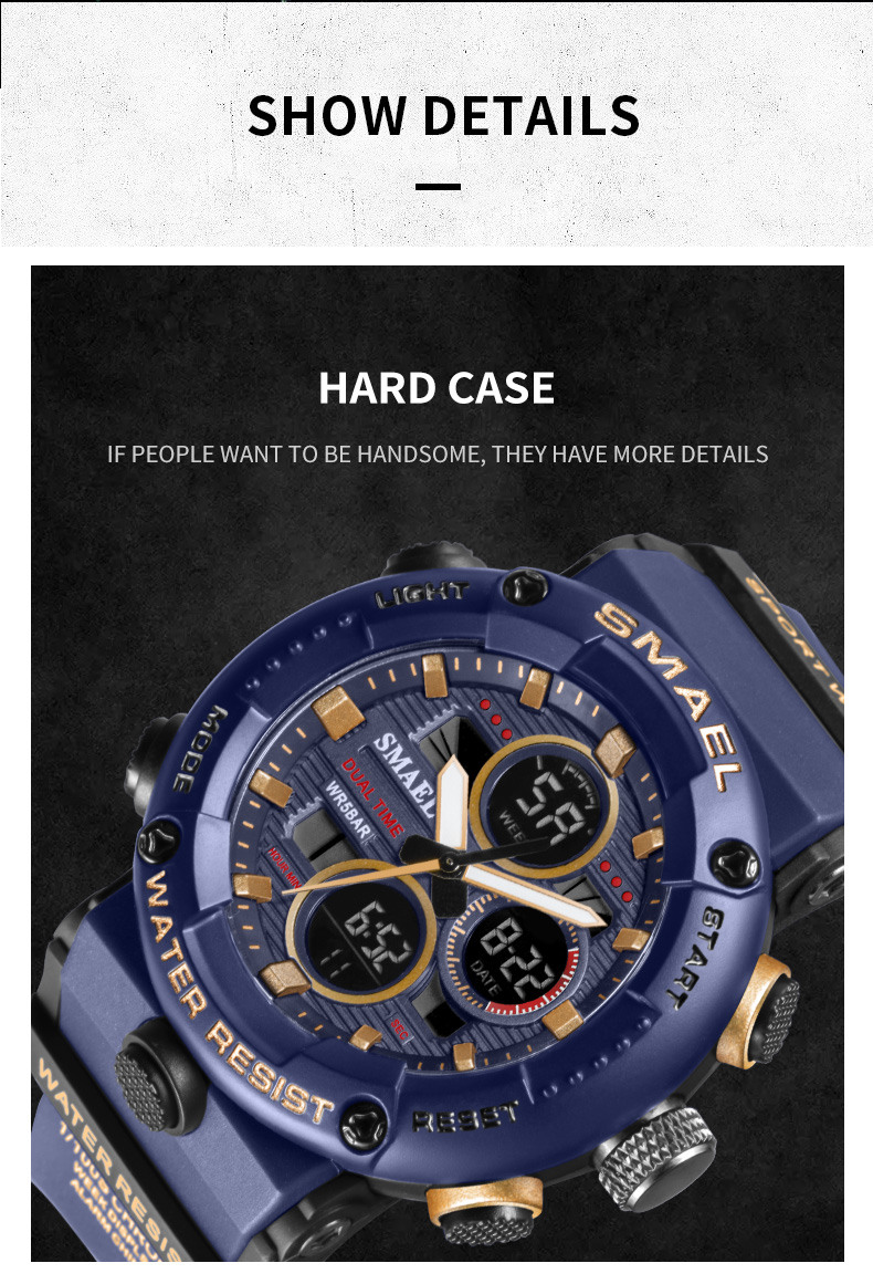 SMAEL 8038 reloj men sports quartz watch analog digital waterproof wrist watches