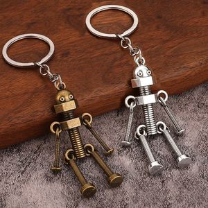 Mayorista de fábrica: Llavero metálico retro hecho a mano DIY con colgante de robot humano articulado con tornillos - Product Image 1