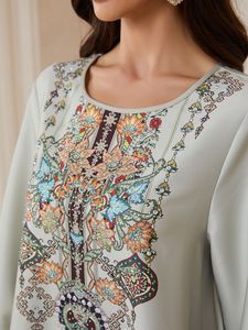 Abito Abaya Ricamato in Stile Arabo per Donne, Veste Musulmana Modesta, Traspirante in Poliestere, Taglia Unica, <span class=keywords><strong>Design</strong></span> <span class=keywords><strong>Etnico</strong></span> - Product Image 2