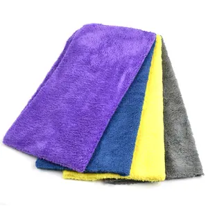 Wholesale Coral Fleece Custom Purple Gray Edgeless Microfiber Cleaning Cloth Car Wash Towel 40x40 350gsm Car Microfiber Towel