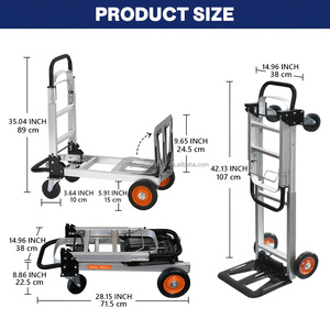 Carretilla de Mano de Aluminio, Plataforma de <span class=keywords><strong>Transporte</strong></span> Industrial Resistente para <span class=keywords><strong>Transporte</strong></span> <span class=keywords><strong>y</strong></span> <span class=keywords><strong>Mudanza</strong></span> en el Hogar <span class=keywords><strong>y</strong></span> Almacenes - Product Image 5