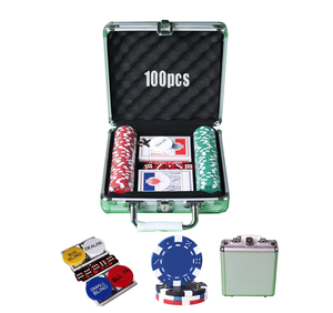 Lot de 100 jetons de poker de casino Texas Hold'em avec étui en aluminium pour Blackjack, <span class=keywords><strong>Roulette</strong></span> et Cartes <span class=keywords><strong>à</strong></span> Jouer – Vente en Gros - Product Image 2