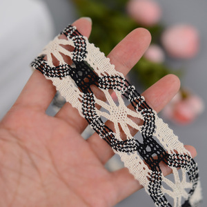 Passamaneria in Cotone Bianco e Nero con Ricamo Bilaterale e <span class=keywords><strong>Occhi</strong></span> di Pesce Sbiancati, con Pizzo in Cotone Intrecciato per Accessori Fai-da-Te per Tende e Letti - Product Image 4