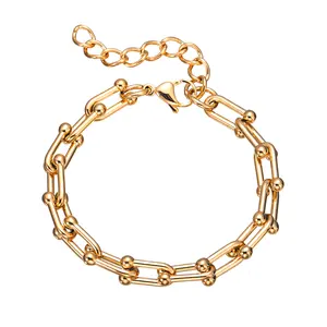 Schlussverkauf edelstahl U-förmiges Armband individualisiertes 18k Gold-Befestigtes Pferdeschnalle-Gelenk-Armband