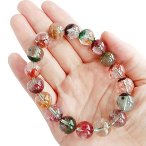 Bracelet de perles de <span class=keywords><strong>Quartz</strong></span> <span class=keywords><strong>fantôme</strong></span> rouge <span class=keywords><strong>naturel</strong></span> extensible de 12mm - Product Image 6