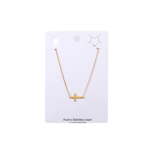 Collana con Croce in Acciaio Inossidabile Placcata Oro, Ciondolo Minimalista, Gioielli alla Moda - Product Image 1