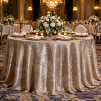 Nappe ronde jacquard haut de gamme à motif feuille de palmier scintillante, nappe de luxe pour hôtel, banquet, mariage, décoration de fête, vente en gros