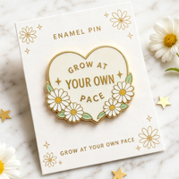 Badge métallique positif, Broche de revers personnalisée, Épingles en émail dur et souple, Thème Santé Mentale, Forme Cœur, Affirmation, Fleur Marguerite, Motivation