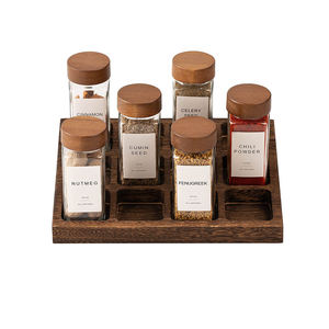 Vente chaude À La Main En Bois Palettes Plateau 12 Ensembles 4OZ 120ml Pots À Épices En Bambou Épice Rack Organisateur pour Cuisine En Gros - Product Image 1