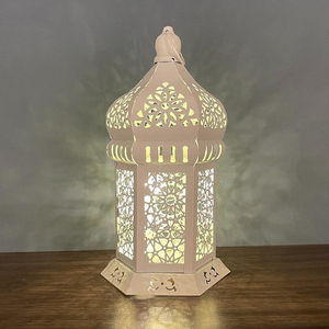 Lanterne LED dorée islamique faite à la main, décoration de fête du Ramadan Eid Mubarak, porte-bougie en acier, pots uniques - Product Image 3