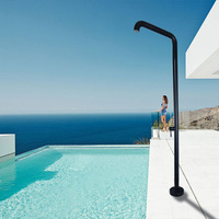 Douche extérieure noire moderne minimaliste sur pied, colonne de robinetterie pour piscine, plage, bain de jardin, certifiée CE SASO UPC HW1002