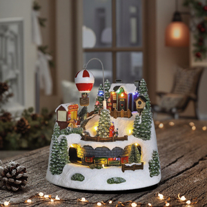 Décoration <span class=keywords><strong>de</strong></span> village <span class=keywords><strong>de</strong></span> Noël lumineuse avec montgolfière et train animé, alimentée par piles, pour table, idéale comme cadeau <span class=keywords><strong>de</strong></span> fêtes - Product Image 3
