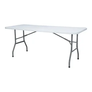 Folding Tables 6 Ft 6FT Rectangle Plastic Trestle Folding Table With Stable HDPE Top And Strong Table Leg 6 Ft Folding Table By Best Choice