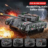 Juego de Bloques de Construcción STEM 5 en 1, Tanque con Control Remoto, Coche, Avión, Cohete, de Plástico ABS, Personalizable