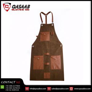 Barberos-Peluquería Cuero transpirable Vintage-Salón Heavy-duty Lona-cuero Herramientas trabajadas Delantales Con 2 bolsillos - Product Image 3