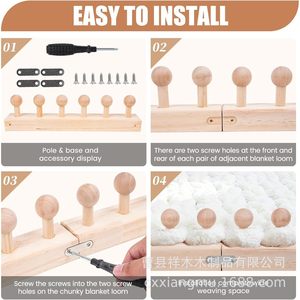 แผ่นไม้ถักไหมพรม DIY ชุดทำผ้าพันคอพร้อมหมุดและอุปกรณ์ สีไม้ธรรมชาติ ทนทาน อุปกรณ์งานฝีมือ - Product Image 4